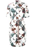 Odeeh Geometric Printing Shirt Dress - White