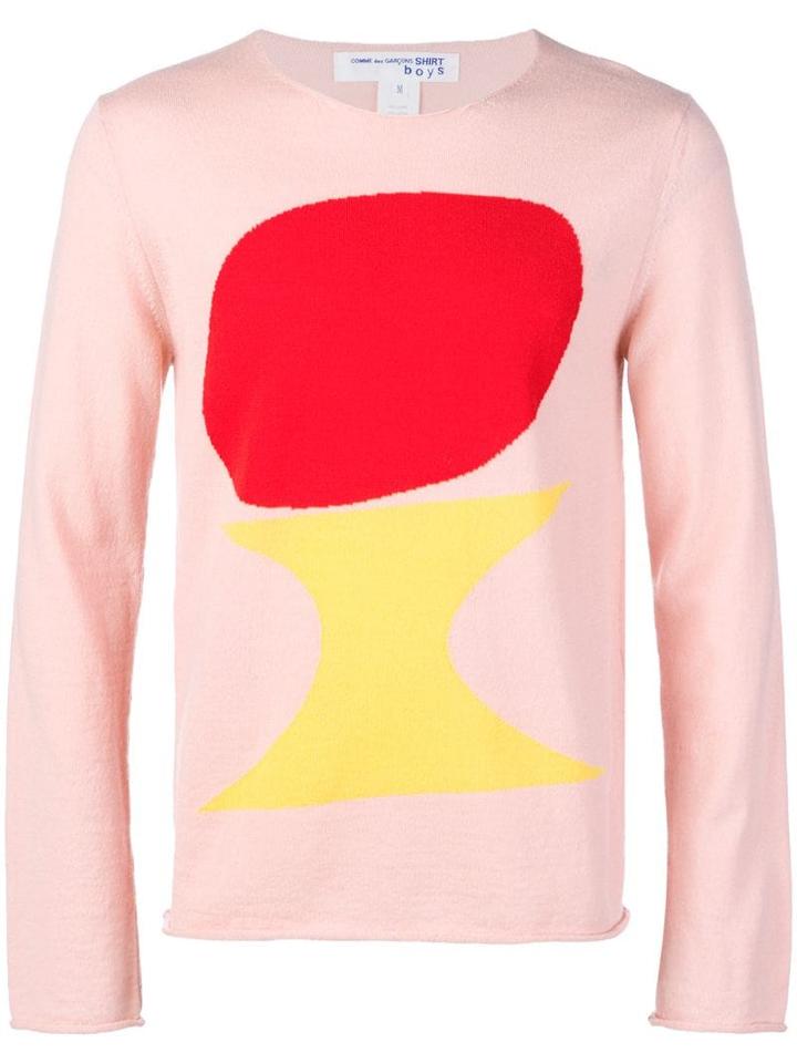 Comme Des Garçons Shirt Boys Rounded Intarsia Motive Jumper - Pink