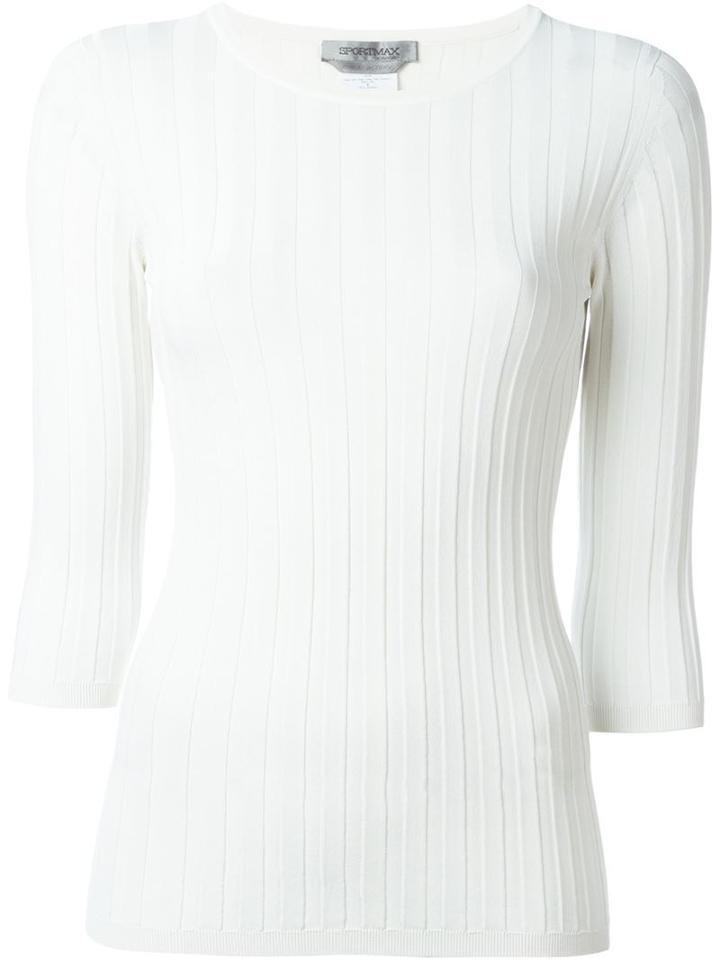 Sportmax Ribbed Sweater, Women's, Size: M, White, Viscose/polyamide