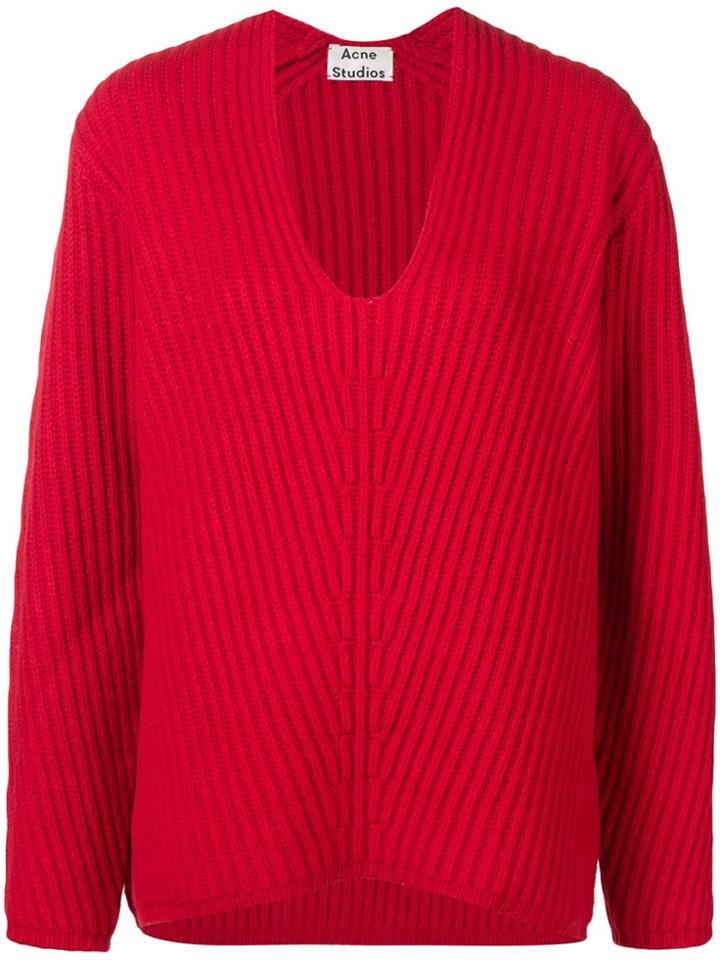 Acne Studios Deborah V-neck Sweater - Red