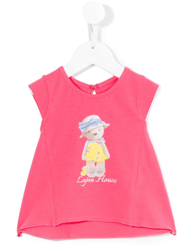 Lapin House - Bear Print T-shirt - Kids - Cotton/spandex/elastane - 24 Mth, Pink/purple