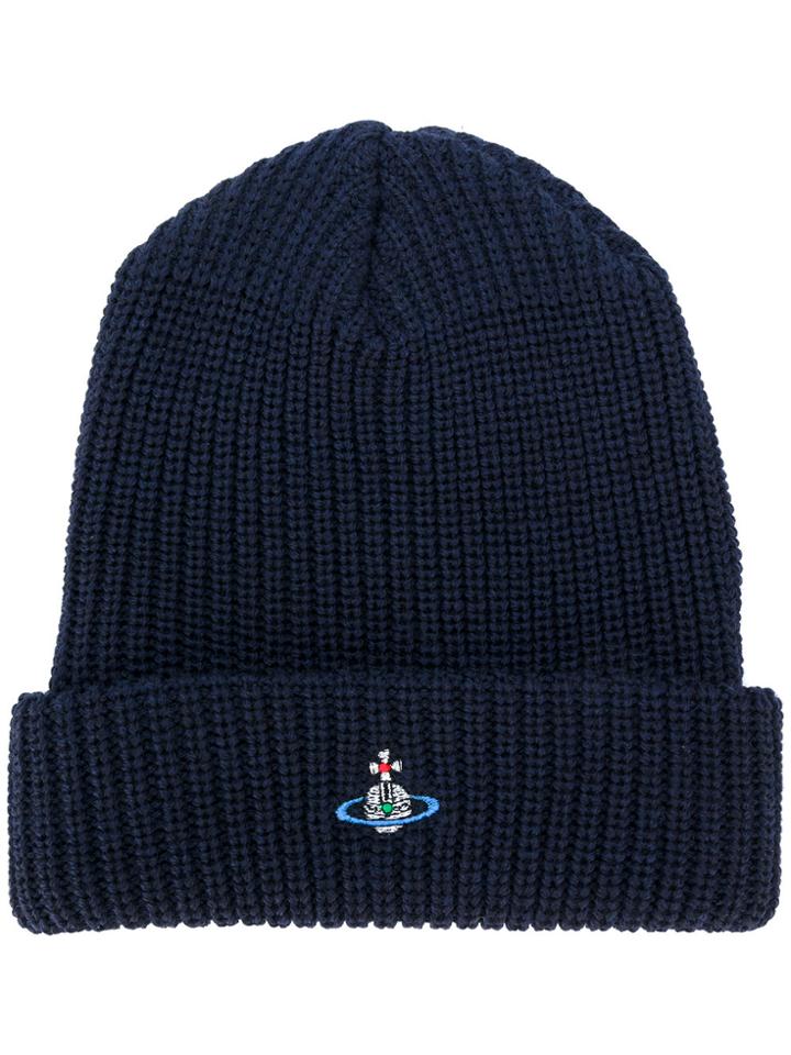 Vivienne Westwood Embroidered Orb Beanie - Blue