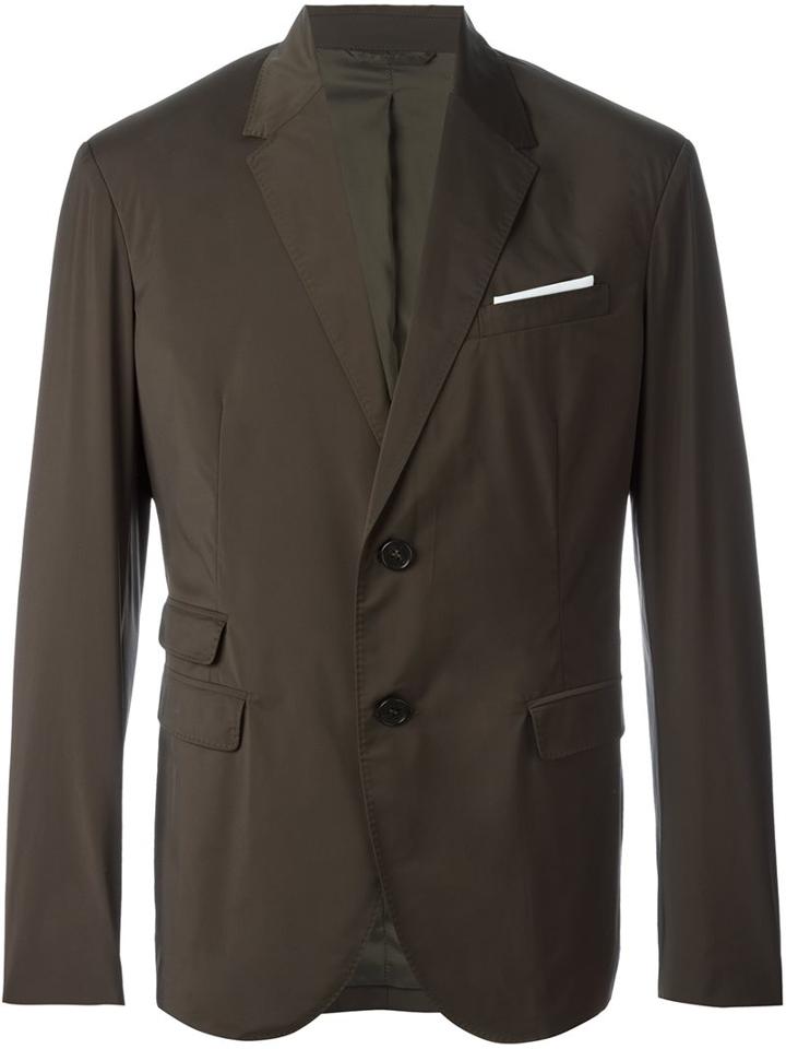 Neil Barrett Two Button Blazer, Men's, Size: 48, Green, Polyester/spandex/elastane/viscose