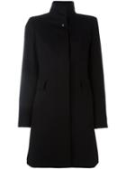 Max Mara Studio Stand Up Collar Coat, Women's, Size: 48, Black, Viscose/virgin Wool