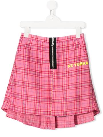 Natasha Zinko Kids Plaid Print Skirt - Pink