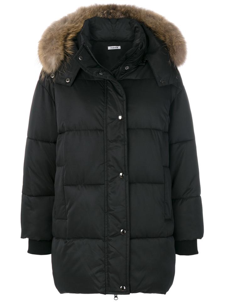 P.a.r.o.s.h. Fur Hood Puffa Coat - Black