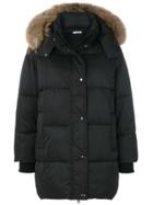 P.a.r.o.s.h. Fur Hood Puffa Coat - Black
