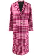 Frankie Morello Gingham Check Patterned Boxy Coat - Pink