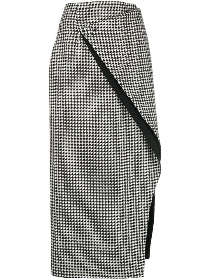 Maison Flaneur Slashed Houndstooth Skirt - Black