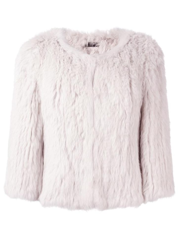 Yves Salomon Cropped Jacket, Women's, Size: 36, Nude/neutrals, Rabbit Fur