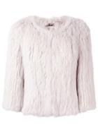 Yves Salomon Cropped Jacket, Women's, Size: 36, Nude/neutrals, Rabbit Fur