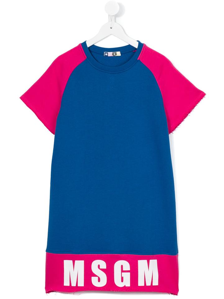 Msgm Kids - 'skate' Logo T-shirt Dress - Kids - Cotton - 14 Yrs, Girl's, Blue