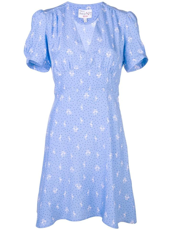 Hvn Paula V-neck Dress - Blue