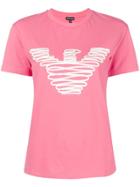 Emporio Armani Embroidered Logo Outline T-shirt - Pink & Purple