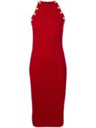 Balmain Ribbed Bodycon Dress - Red