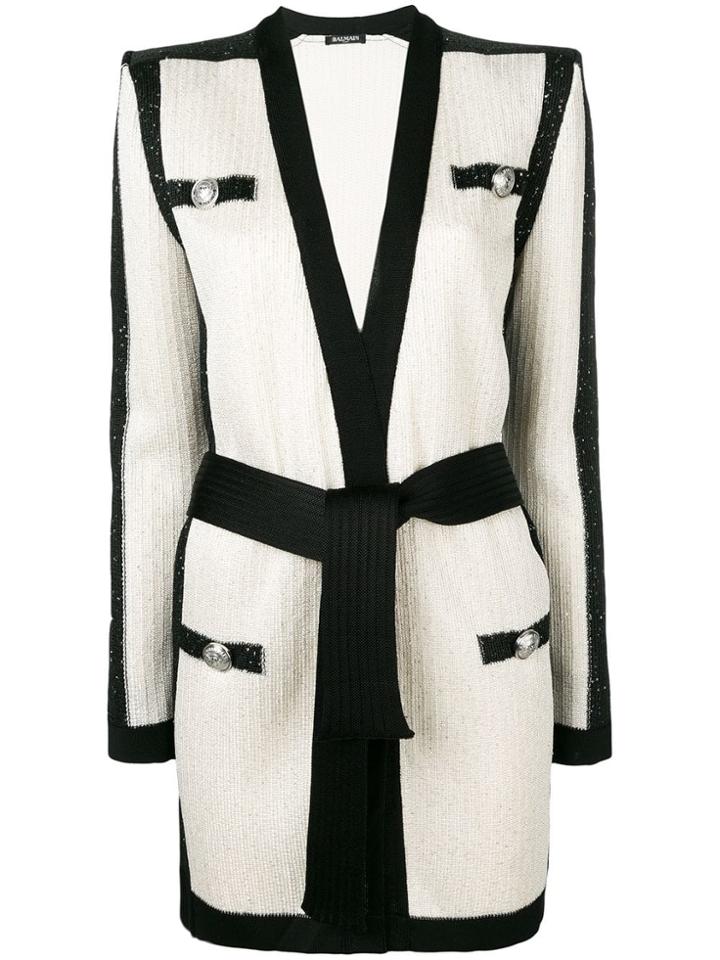 Balmain Contrasting Panels Cardi-coat - Black