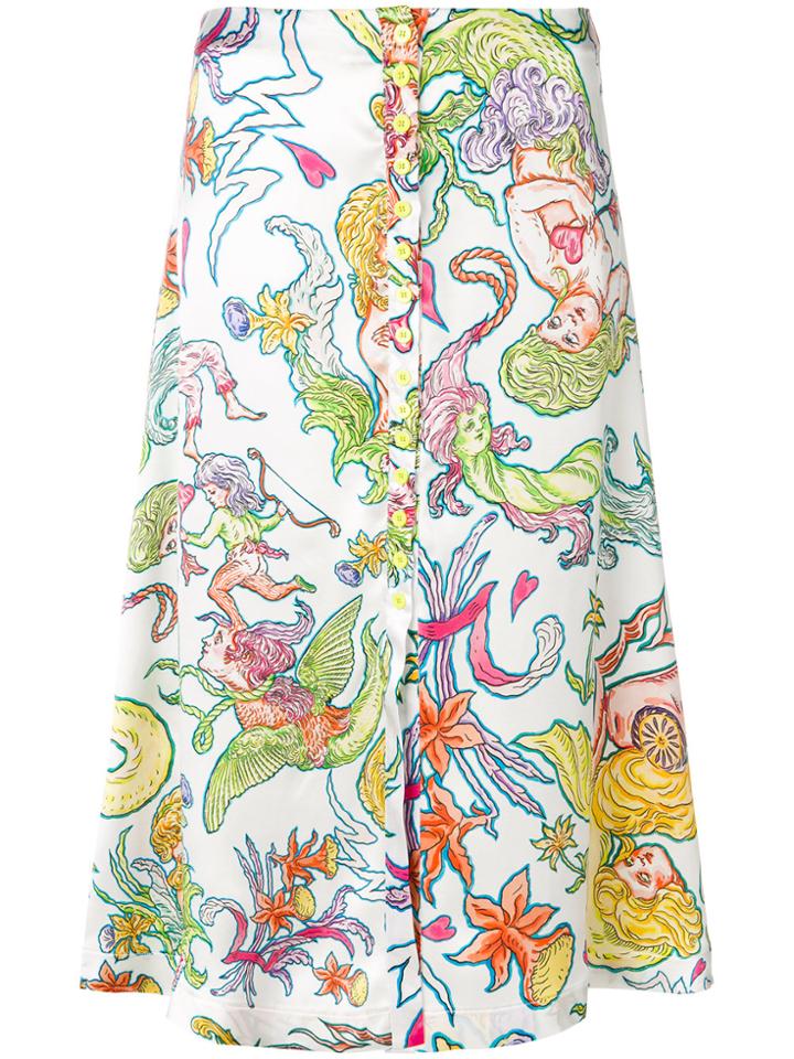 Daizy Shely Ruffled Front Panel Pencil Skirt - Blue
