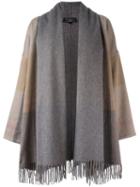 Salvatore Ferragamo Fringed Oversized Coat, Women's, Size: Small, Grey, Cashmere