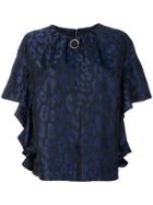 Cavalli Class Gathered Leopard Blouse - Blue