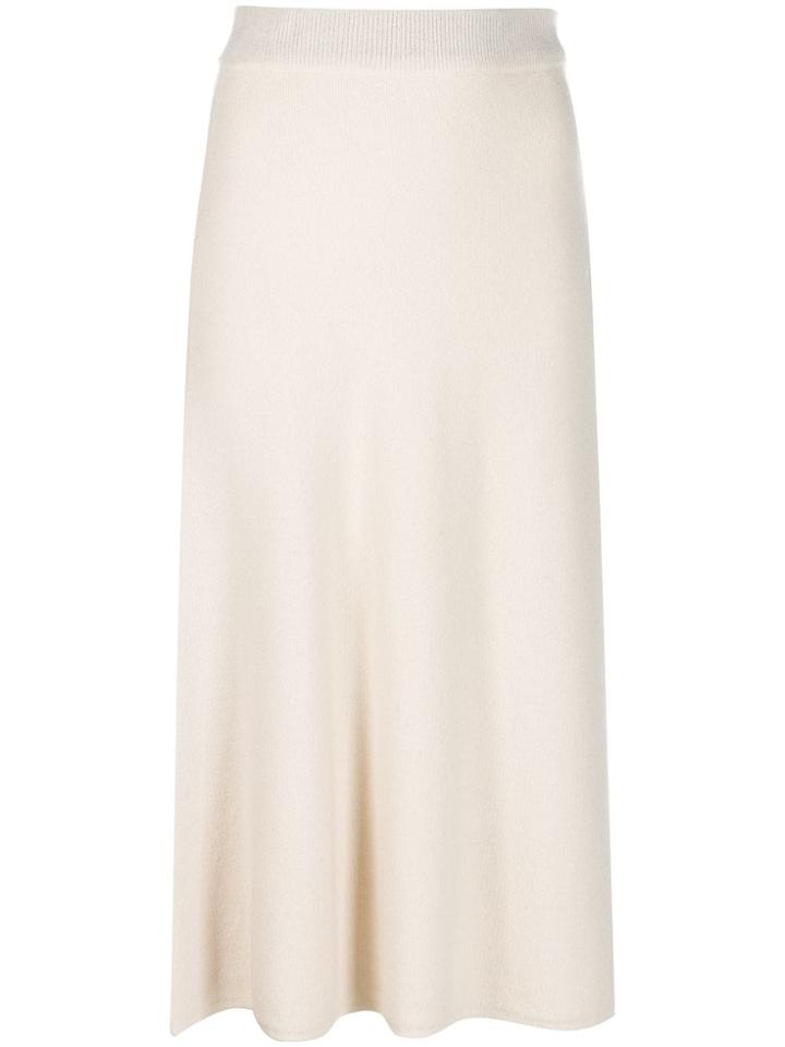 Yves Salomon Knitted Midi Skirt - White