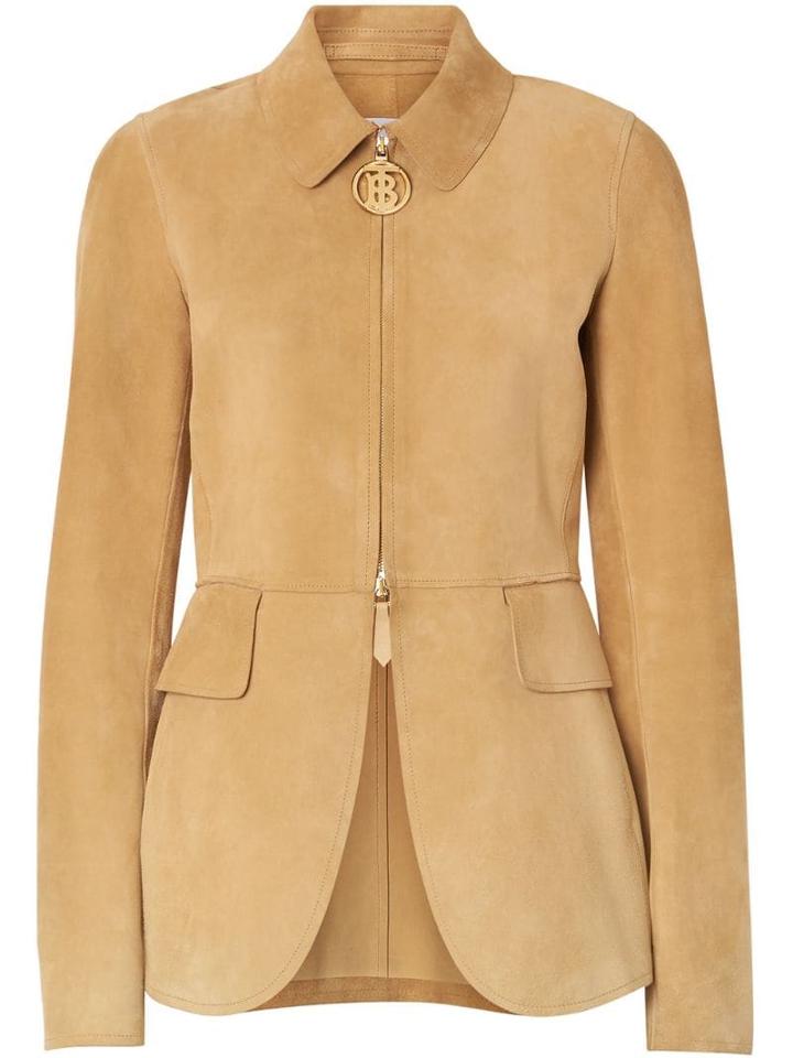 Burberry Monogram Motif Suede Riding Jacket - Neutrals