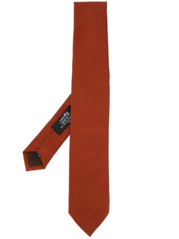 Nicky Ribbed-effect Tie - Orange