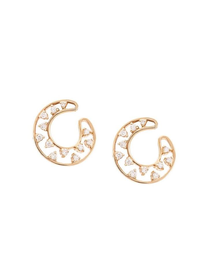 Dana Rebecca 14kt Rose Gold Small Diamond Front Hoop Earrings -