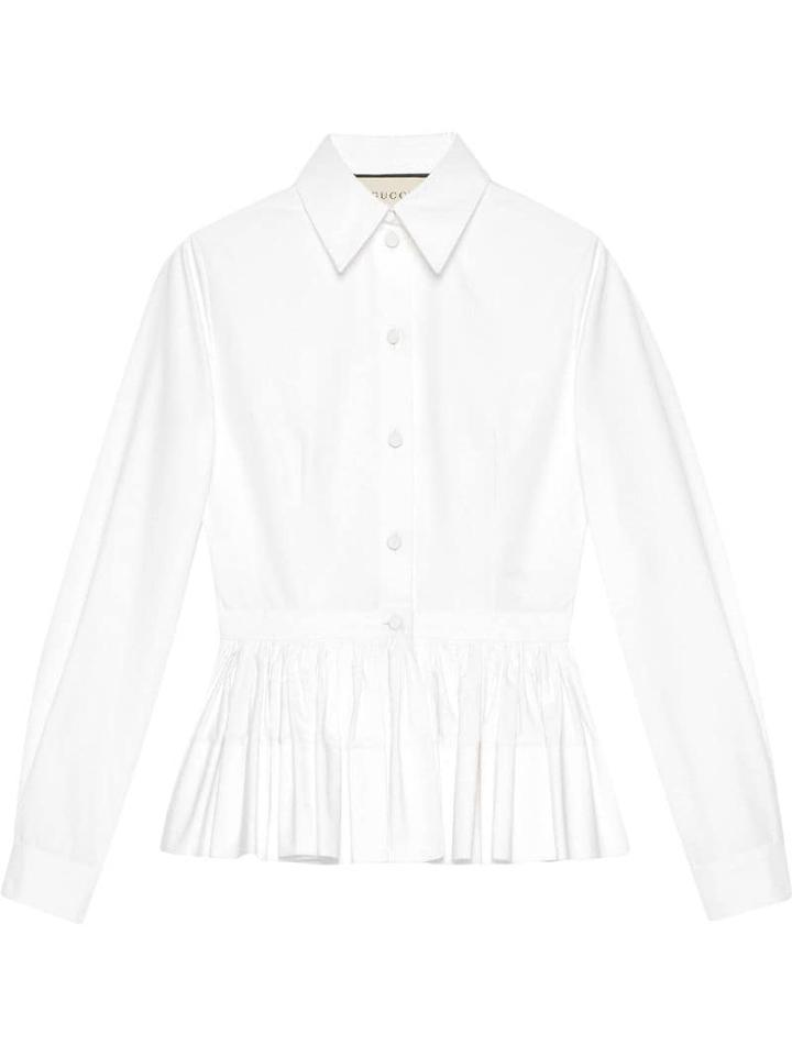 Gucci Peplum Hem Poplin Shirt - White