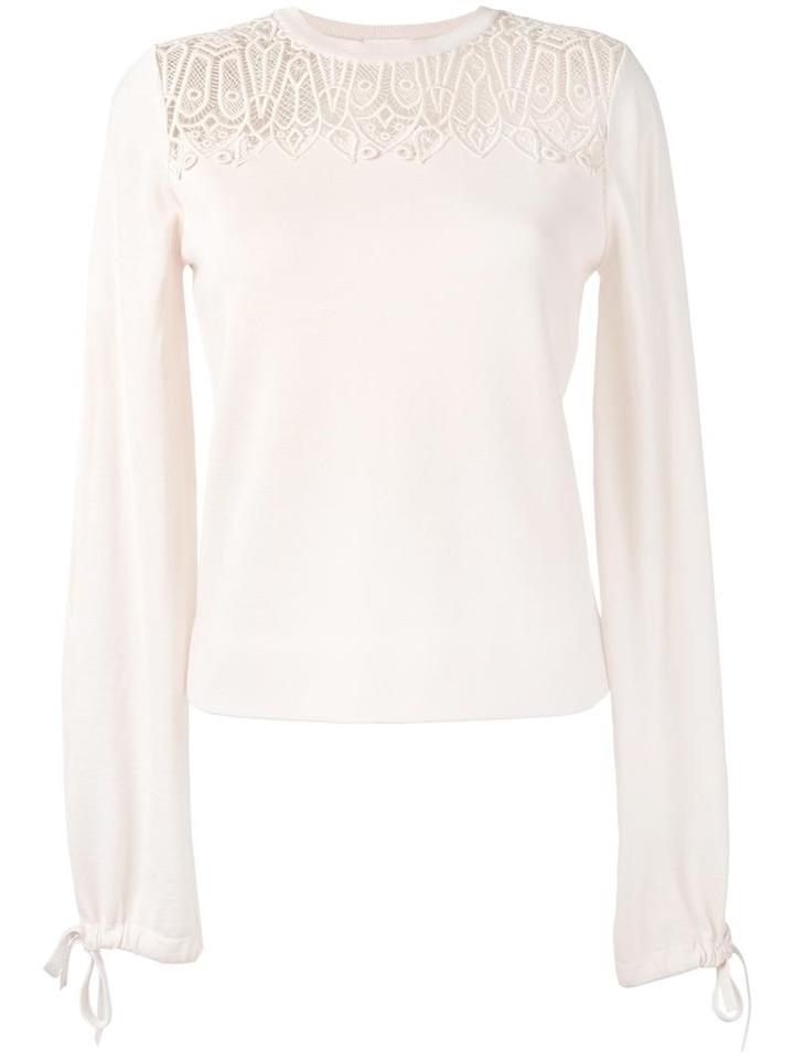 Chloé Guipure Insert Jumper, Women's, Size: Medium, Pink/purple, Wool/silk/cotton/polyester
