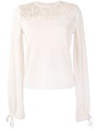 Chloé Guipure Insert Jumper, Women's, Size: Medium, Pink/purple, Wool/silk/cotton/polyester