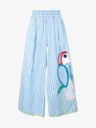 Mira Mikati Embroidered Wide-leg Trousers, Women's, Size: 40, Blue, Cotton/spandex/elastane