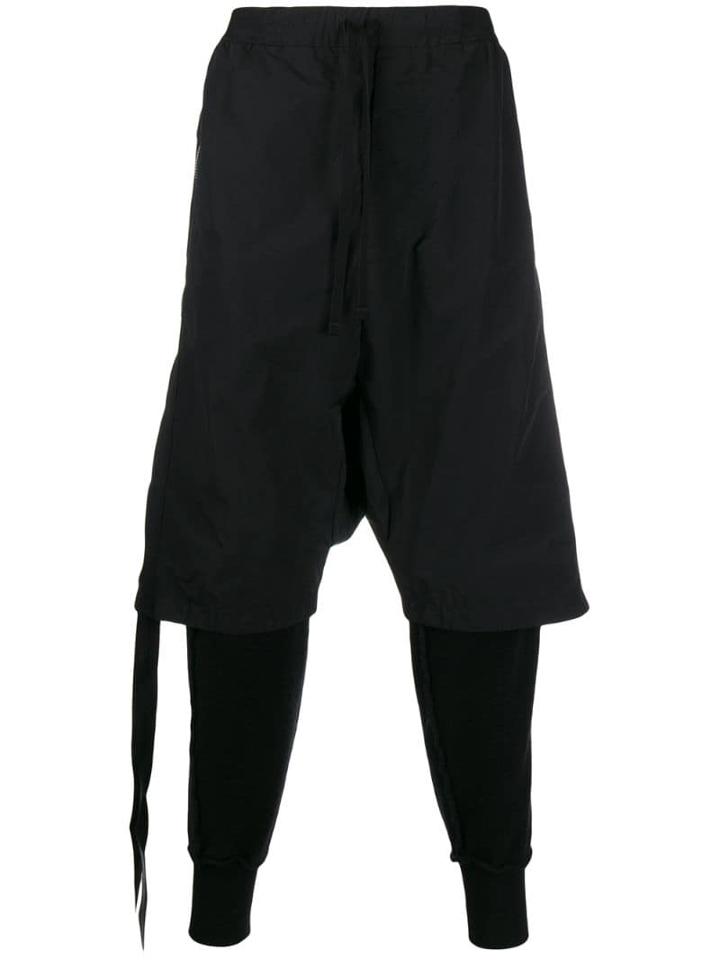 Unravel Project Layered Drop-crotch Trousers - Black