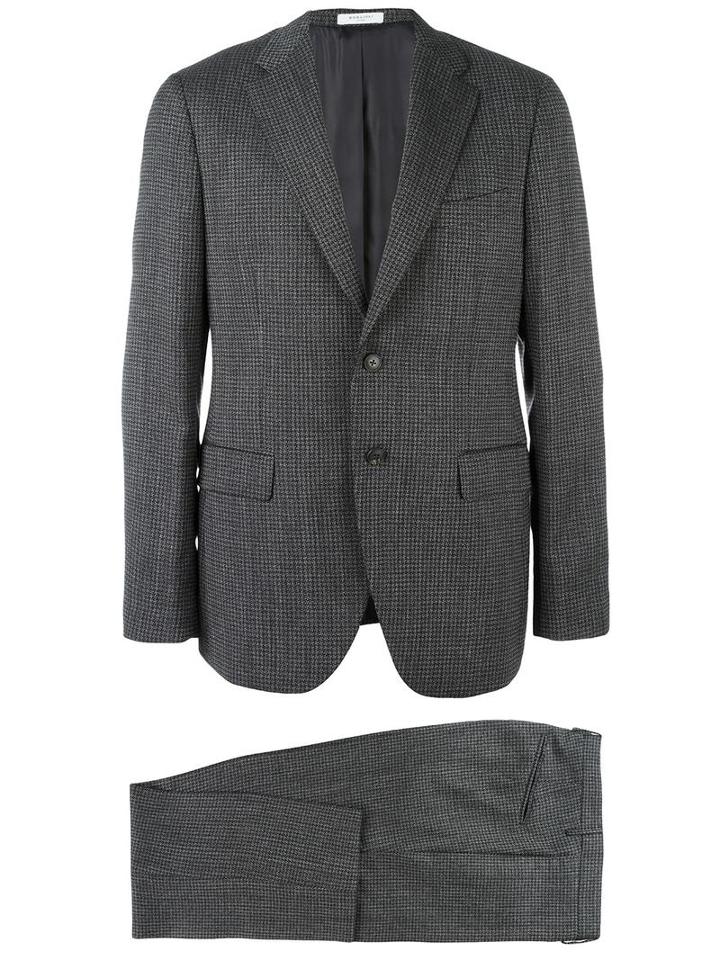 Boglioli Plaid Formal Suit, Men's, Size: 52, Grey, Acetate/cupro/virgin Wool