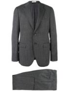 Boglioli Plaid Formal Suit, Men's, Size: 52, Grey, Acetate/cupro/virgin Wool