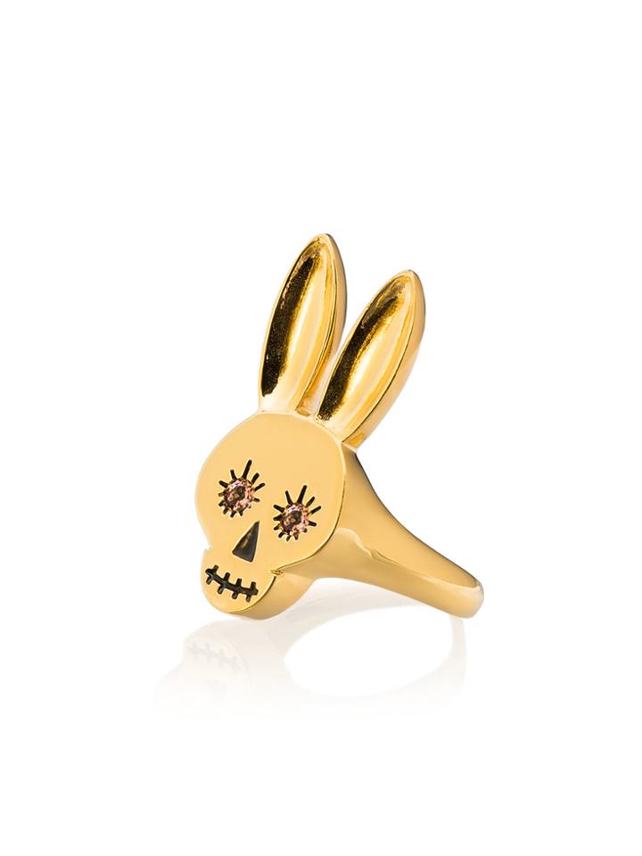 Maria Nilsdotter Rabbit Skull Ring With Pink Sapphires - Metallic