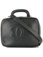 Chanel Vintage 2way Cosmetic Vanity Hand Bag - Black