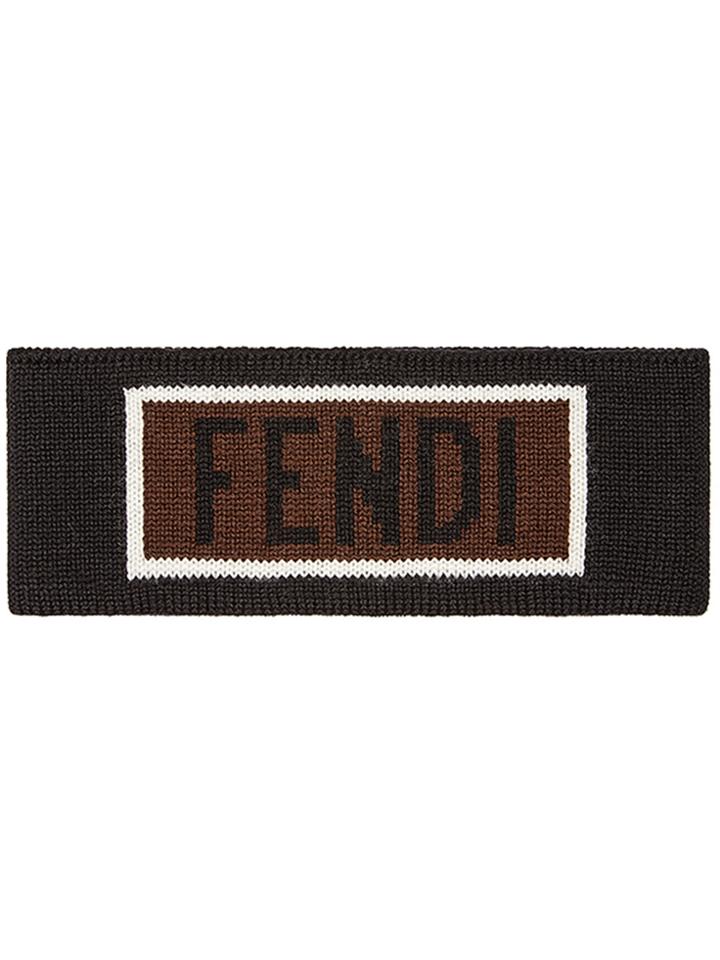 Fendi Logo Patch Headband - Black