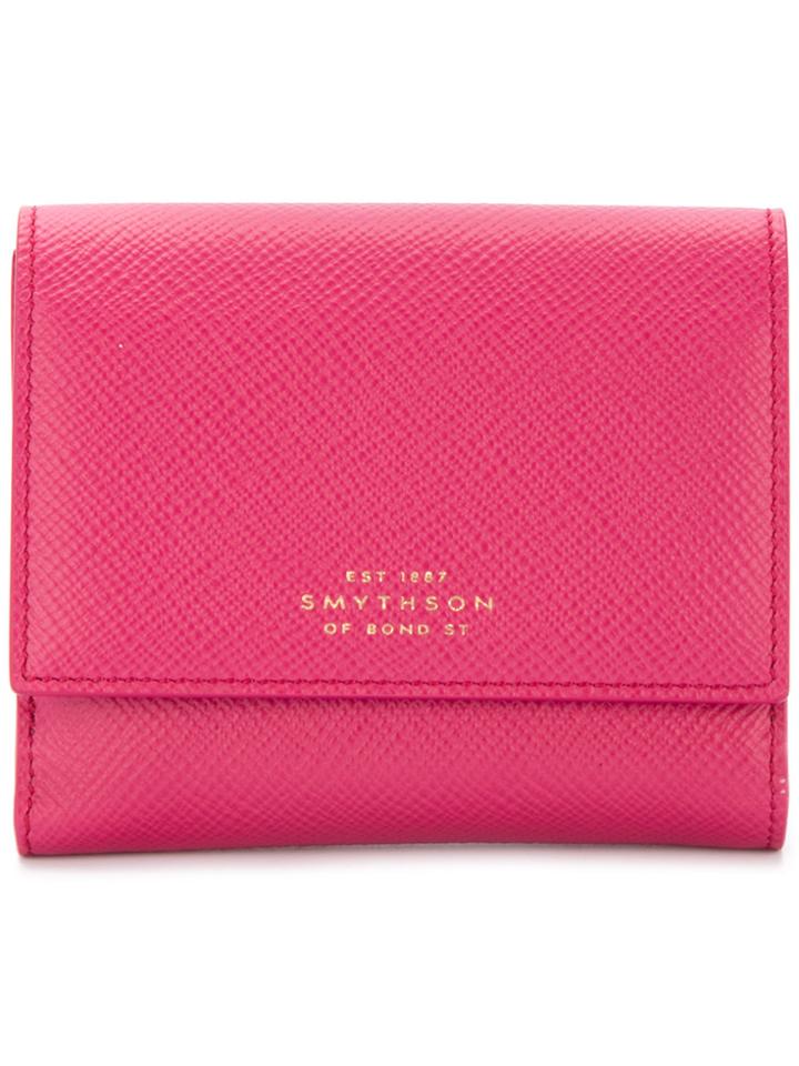 Smythson Logo Stamp Wallet - Pink & Purple