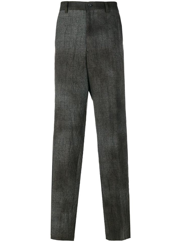 Yohji Yamamoto Loose Fit Checked Trousers - Brown