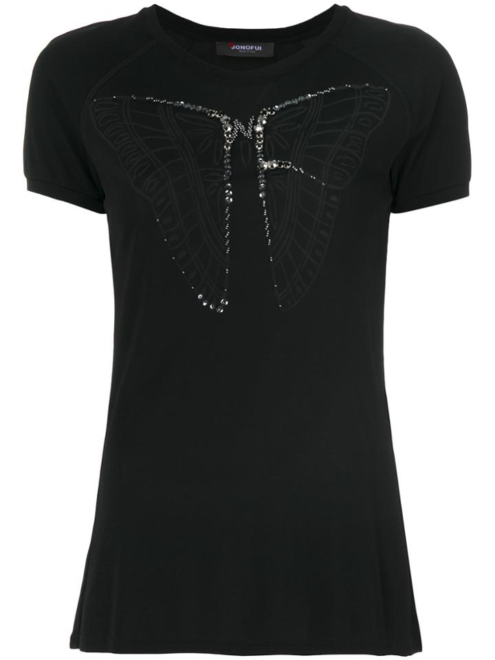 Jo No Fui Embellished Butterfly T-shirt - Black