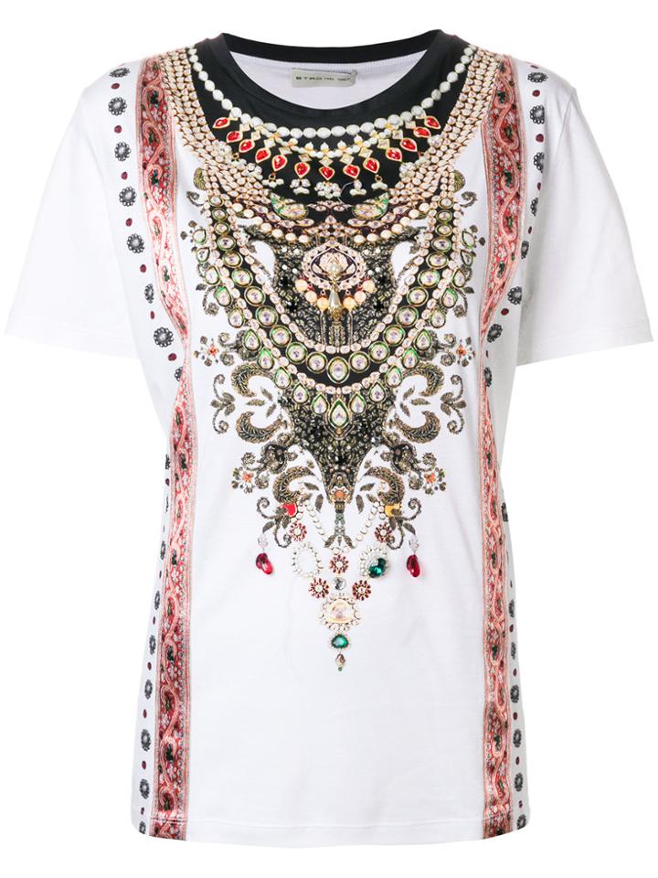 Etro Embellished Design T-shirt - White