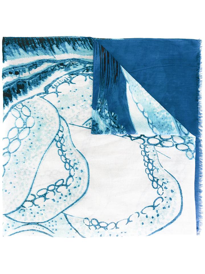 Homme Plissé Issey Miyake Geisha Scarf, Adult Unisex, Blue, Cotton