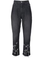Beau Souci Crystal Embellished Cropped Jeans - Black