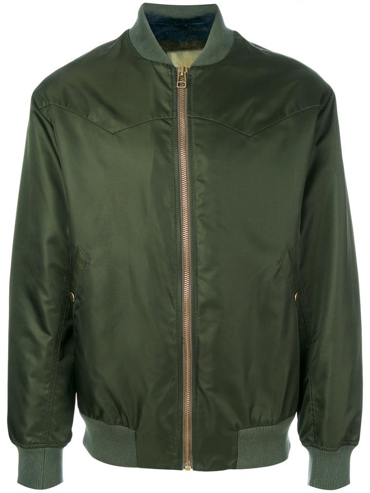 Mr & Mrs Italy - Fur Lined Satin Bomber Jacket - Men - Rabbit Fur/polyamide/polyester/viscose - S, Green, Rabbit Fur/polyamide/polyester/viscose