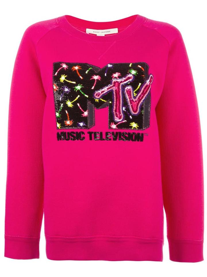 Marc Jacobs Mtv X Marc Jacobs Embellished Sweatshirt, Women's, Size: Small, Pink/purple, Polyamide/polyester/wool/tencel