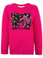 Marc Jacobs Mtv X Marc Jacobs Embellished Sweatshirt, Women's, Size: Small, Pink/purple, Polyamide/polyester/wool/tencel