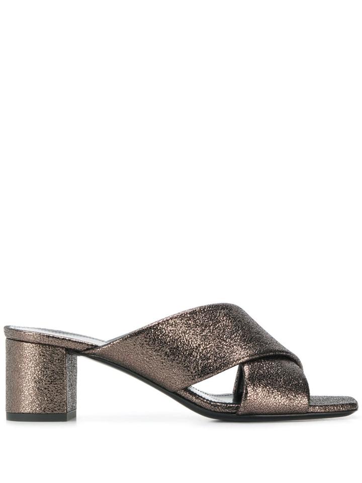Saint Laurent Cross Over Mules - Brown