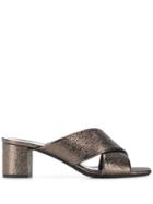 Saint Laurent Cross Over Mules - Brown
