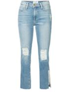 Frame Le High Raw Edge Exposed Zipper Jeans - Blue