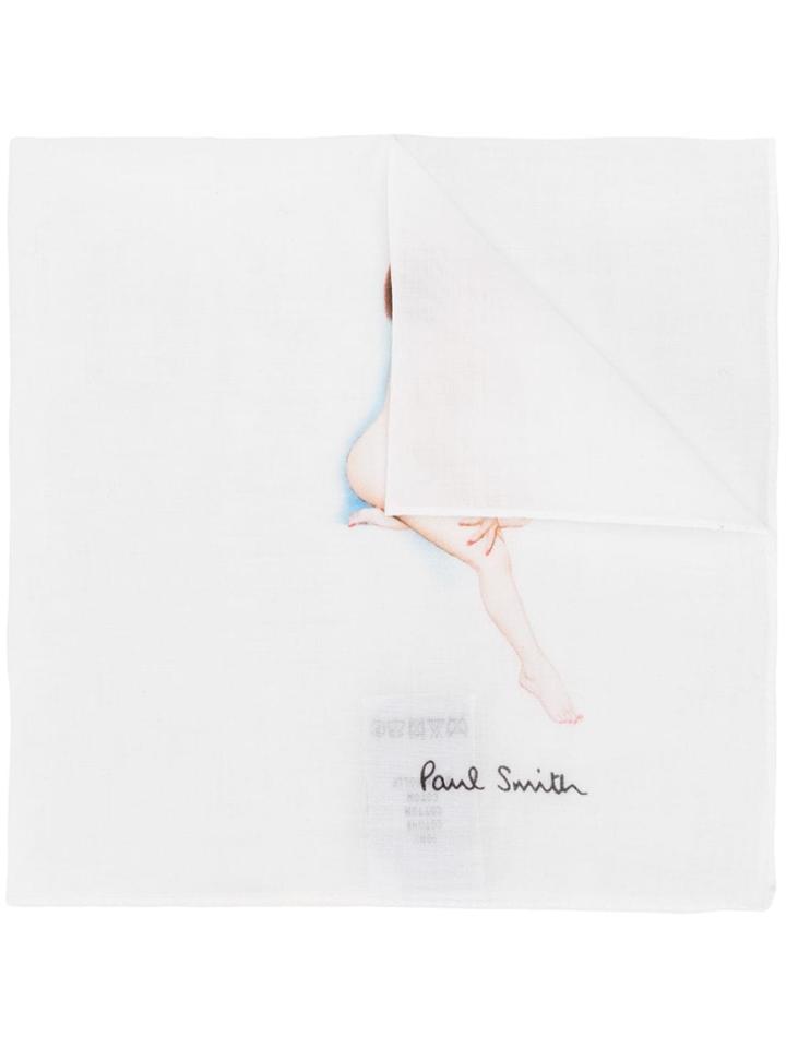 Paul Smith Printed Pocket Square - White